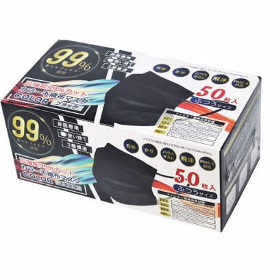高機能９９％カット不織布マスク黒　５０枚入