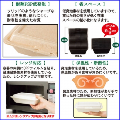 耐熱PSP低発泡ランチボックス　Ｋランチｰ52-S 1ケース600枚入